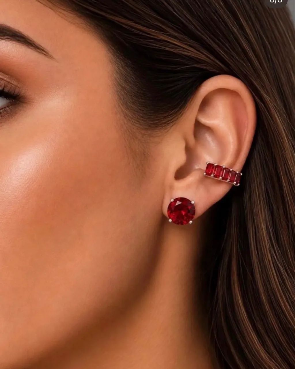 Par de brincos e piercing prata 