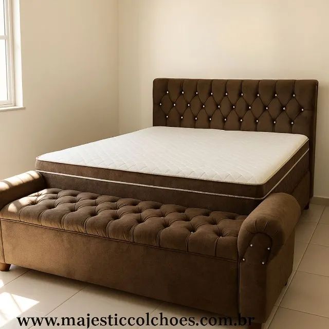 Colchão Massageador com Base Box e Cabeceira Majestic