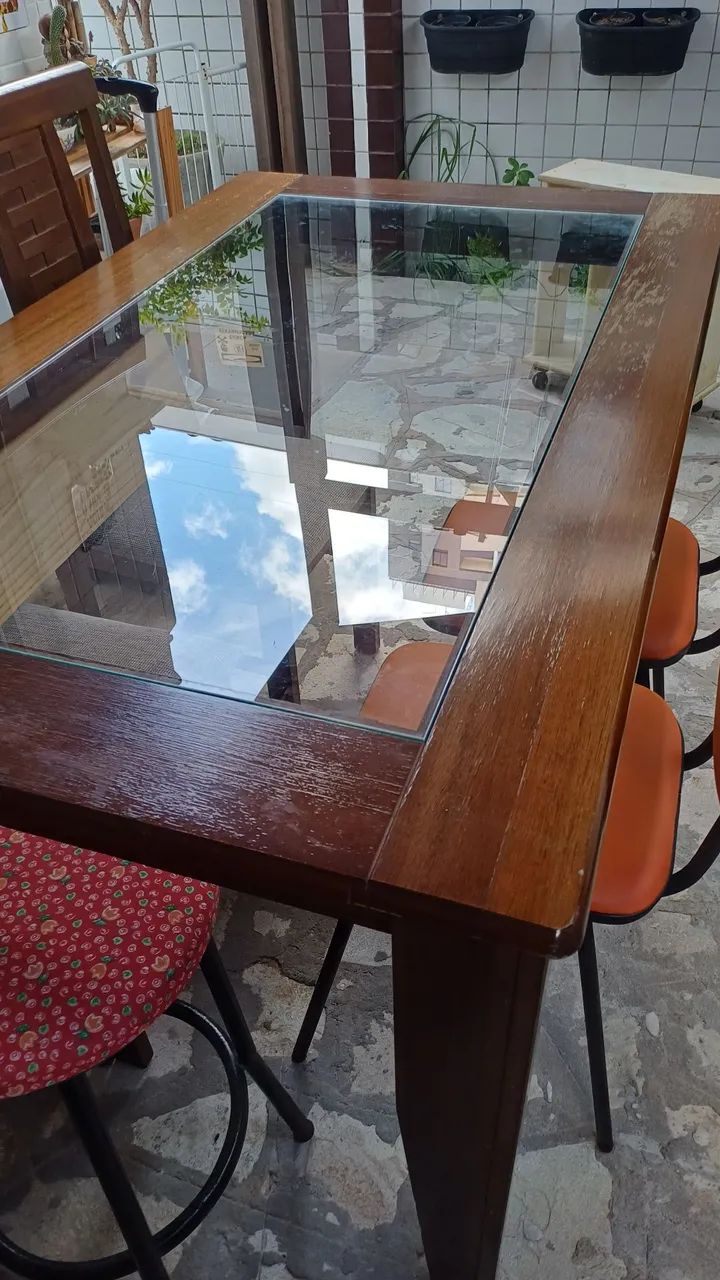 Mesa madeira e vidro  - Foto 2