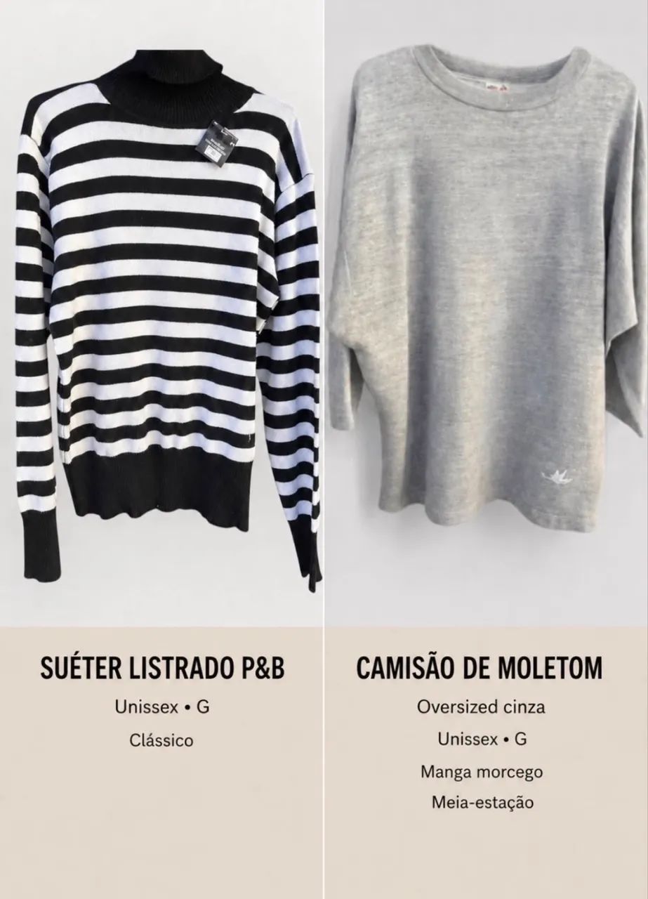 CASACOS, BLAZERS E SUÉTERES A PARTIR DE R$39 cada 