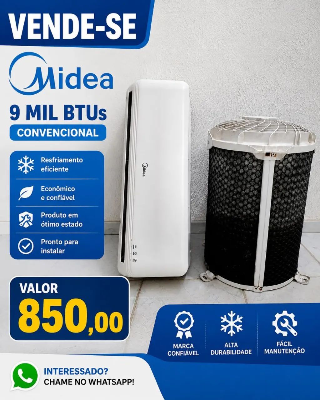 Adr condicionado Midea 9 mil BTUs  - Foto 4