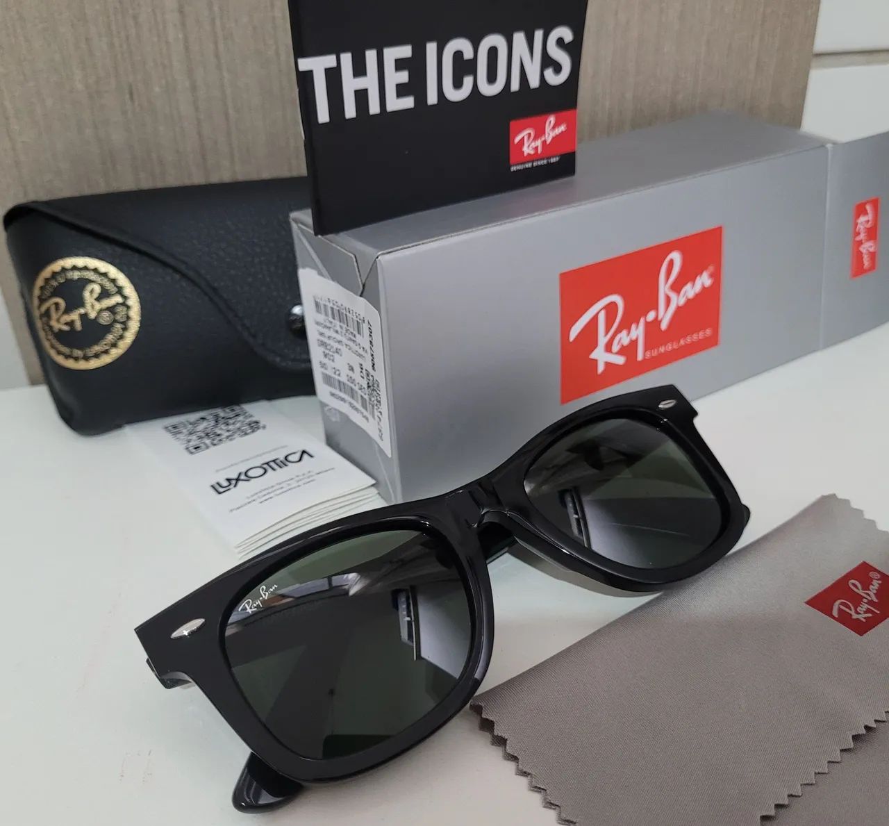 Oculos de sol wayfarer preto clássico 50-22