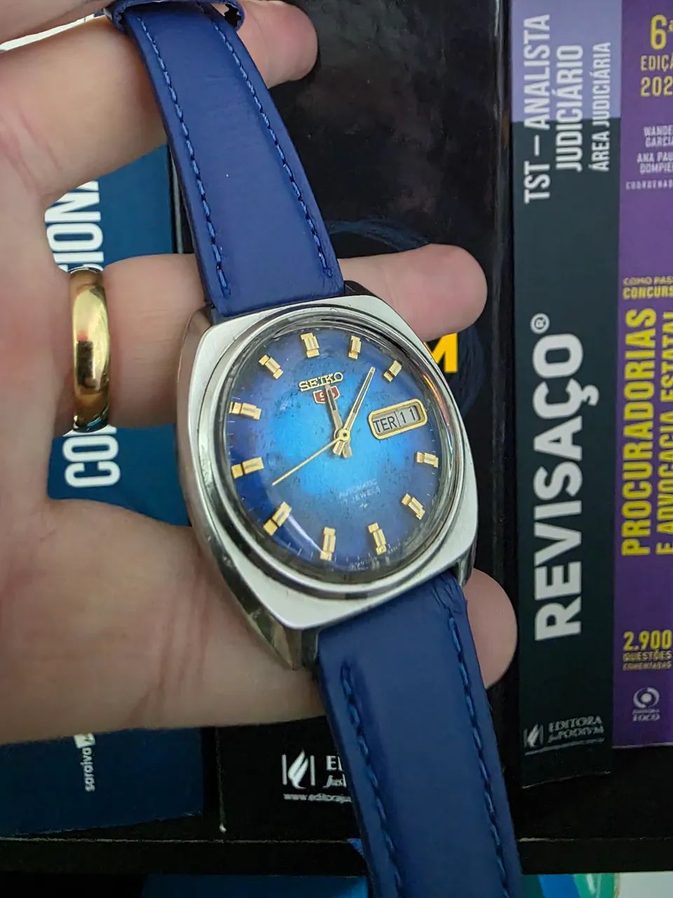 Seiko 5 Vintage Azul texturizado * - Acessórios - Wenceslau Braz