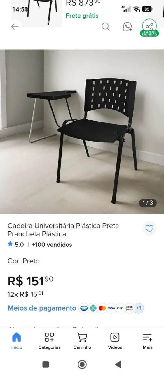 Cadeira universitária R$ 99,00