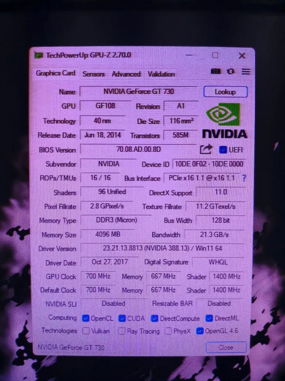 Placa de vídeo - GT 730 4GB DDR3 