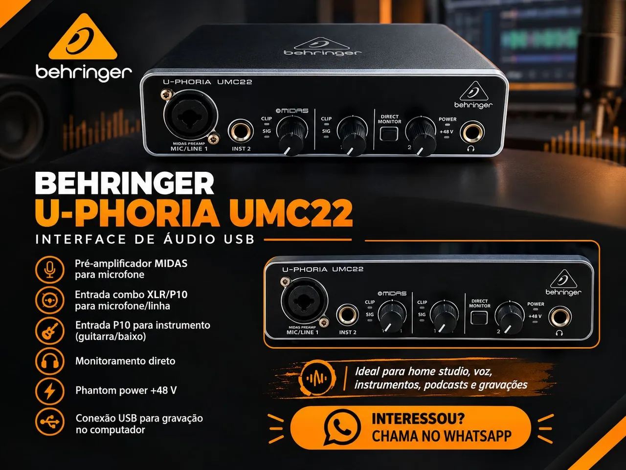 Interface de Audio Behringer U-Phoria - Foto 3