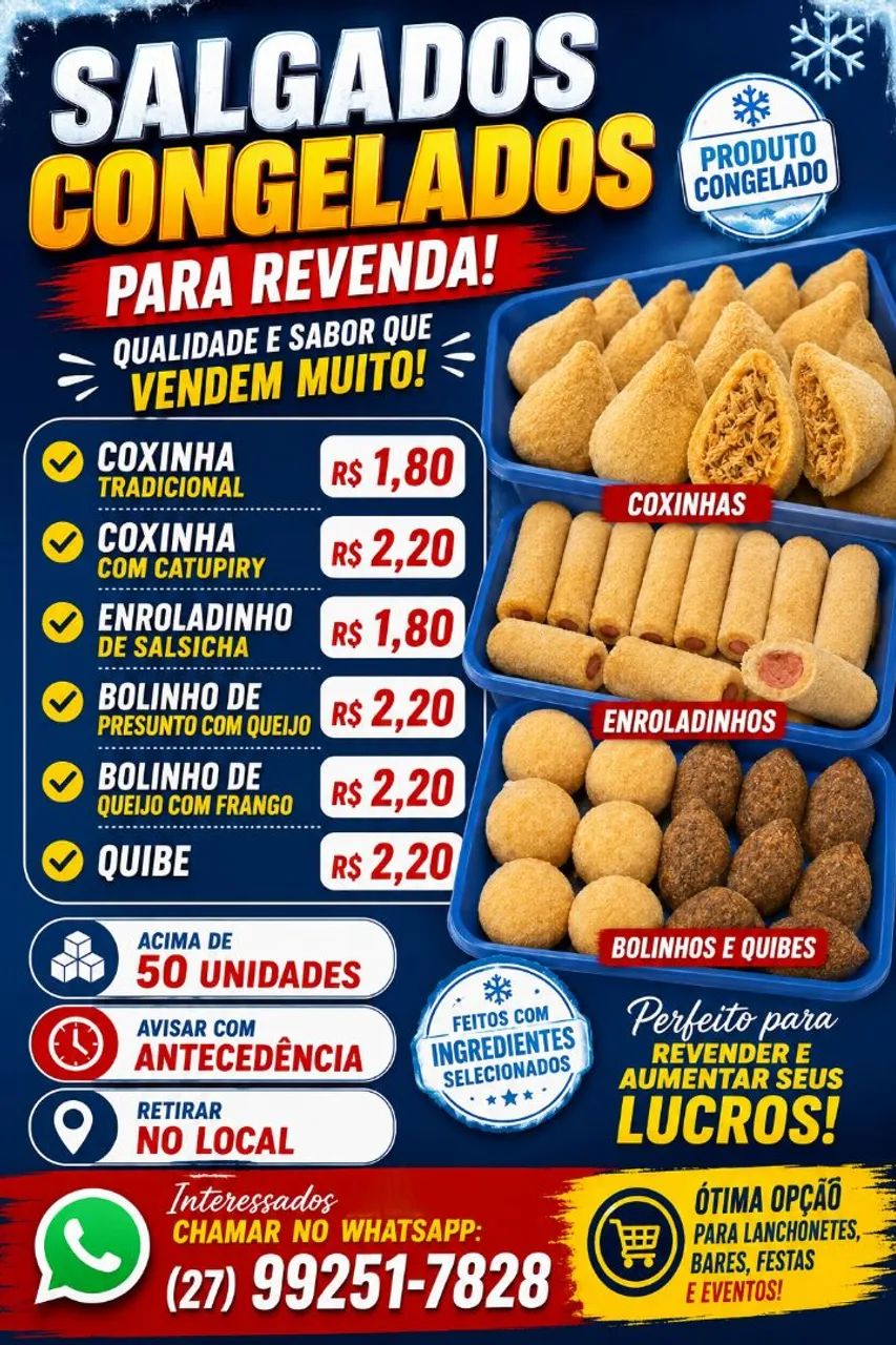 Salgados Congelados  para Revender