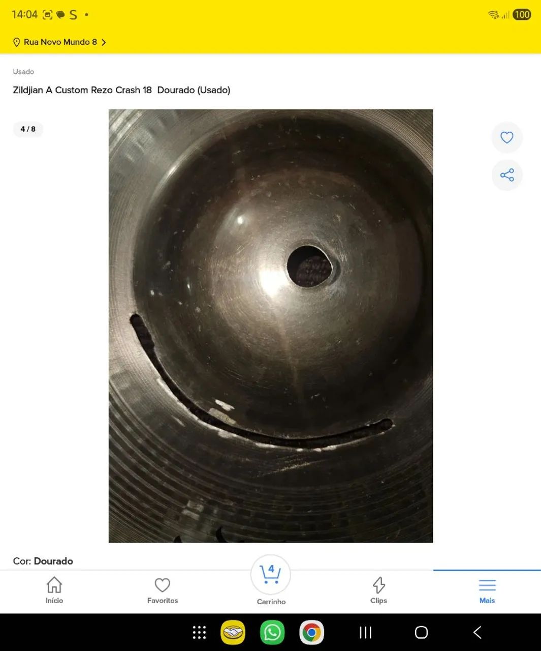 Prato Zildjian A Custom Rezo Crash 18 Polegadas - Foto 4