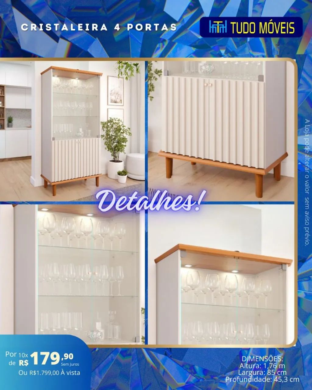Buffet com LED e detalhes no ripado - 100% MDF  - Foto 3