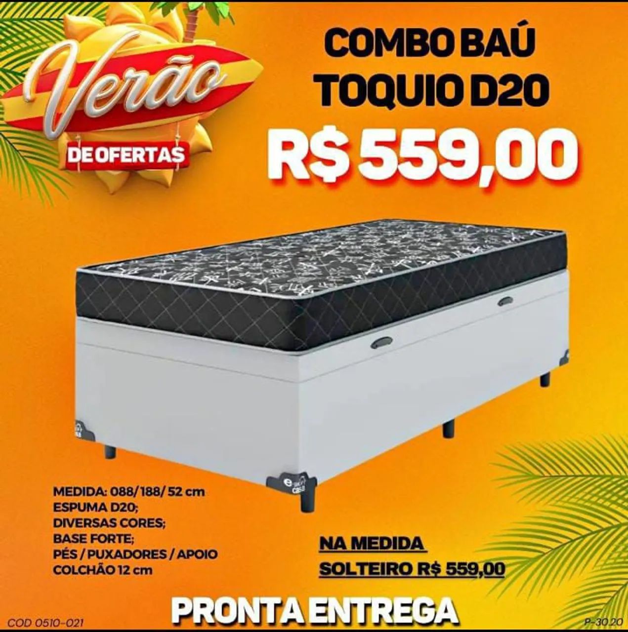 BASE BAU SOLTEIRO + COLCHÃO - DIRETO DE FÁBRICA 