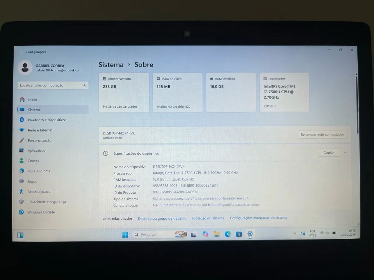 NOTEBOOK DELL LATITUDE 3480 CORE I7 7º - Foto 4