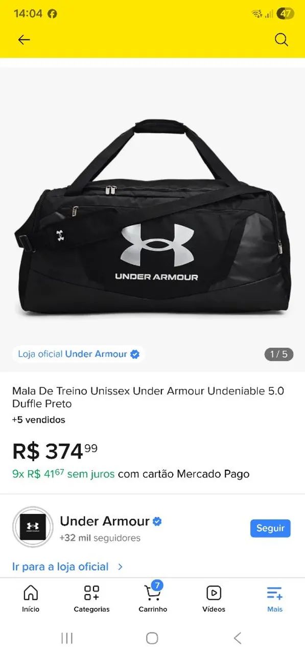 Mala under armour 5.0 original