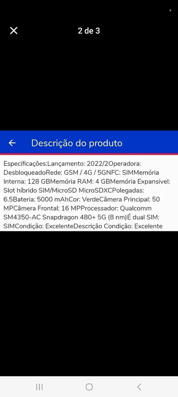 G62 128gb 5g 120hz câmera tripla - Foto 2