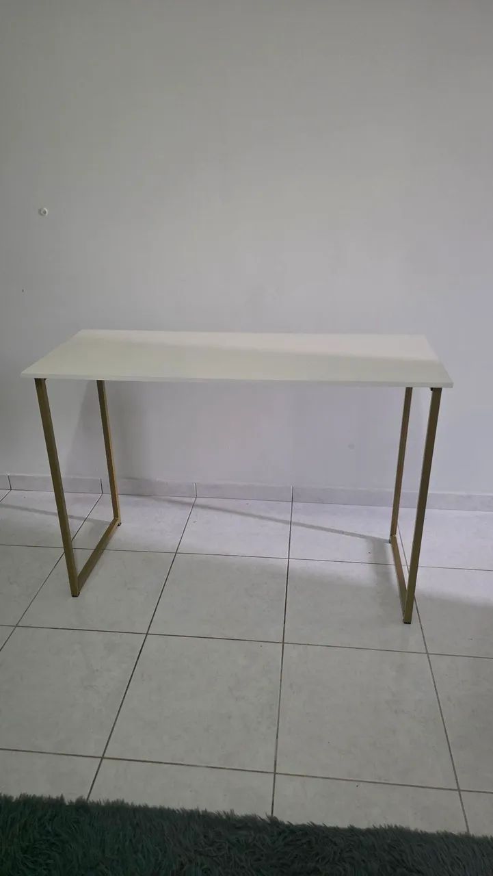 Escrivaninha Industrial 110cm Dourado/Off-White