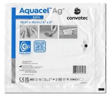 Curativo Aquacel Ag+ Extra c/ Prata 15x15cm (Unidade) Convatec