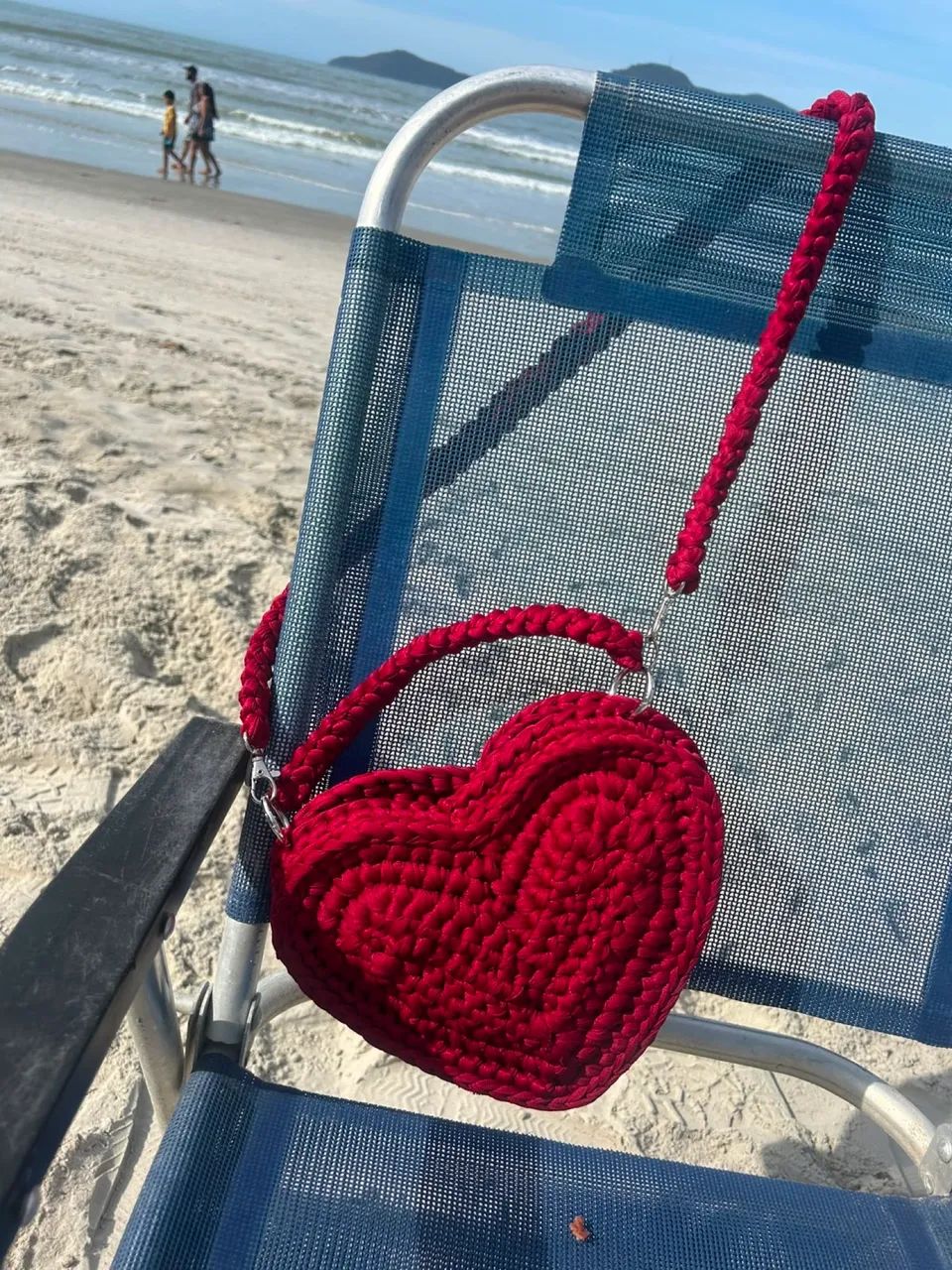 Bolsa de Coração de Crochê - Foto 3
