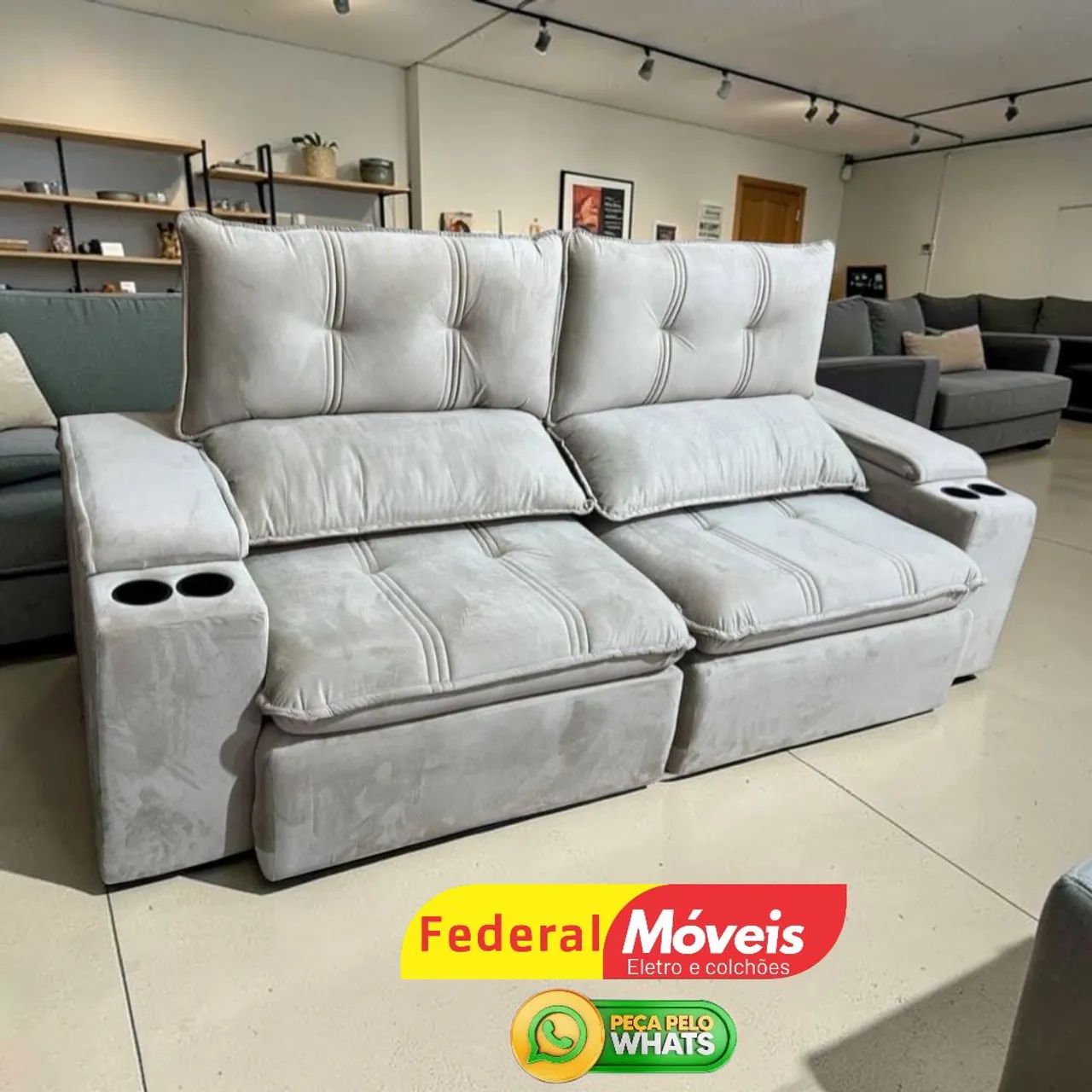 Sofá Retrátil Reclinável 2,25m Mega Promoção - Chama no WhatsApp 
