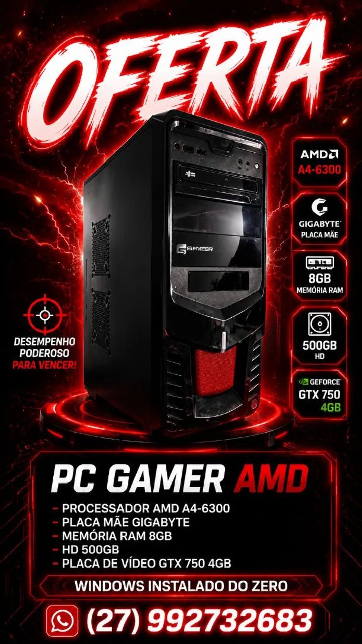 Pc gamer AMD ( sem monitor)