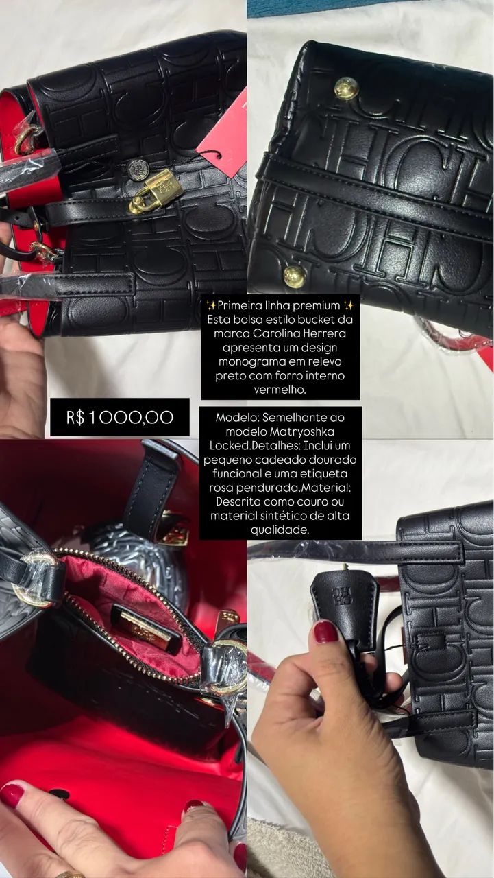 Bolsa Carolina Herrera luxo de couro 