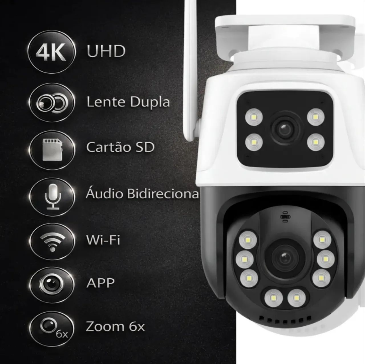 Câmera Wi-Fi 2 lente 1 fixa 1 360Graus