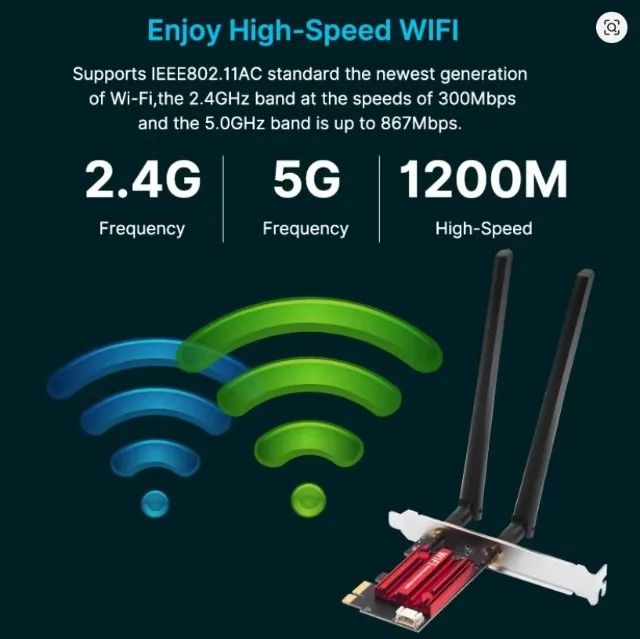 Placa De Rede Wifi Dual Band AC1200 + Bluetooth Fenvi PCIe (Nova) - Foto 2