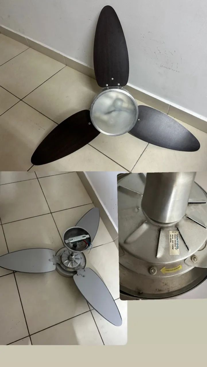 Desapego ventilador de alumínio e madeira de parede. 