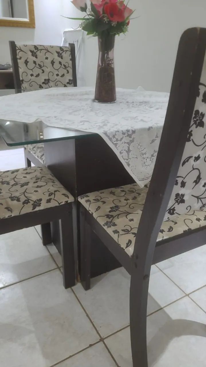 Mesa vidro 4 cadeiras