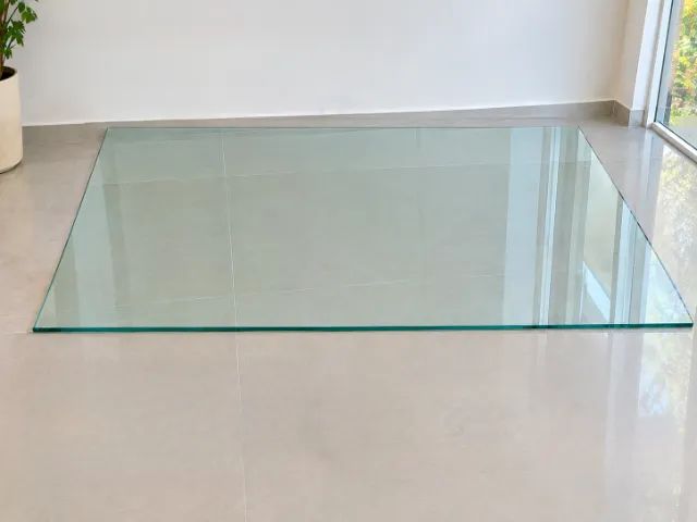 Tampo de vidro retangular para mesa