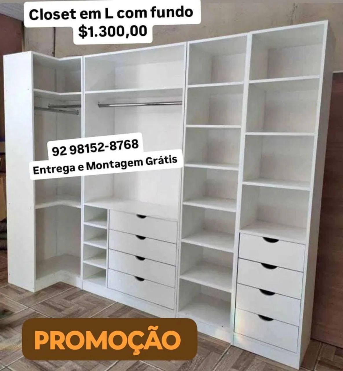 Closet em L com fundo em super PROMOÇÃO 