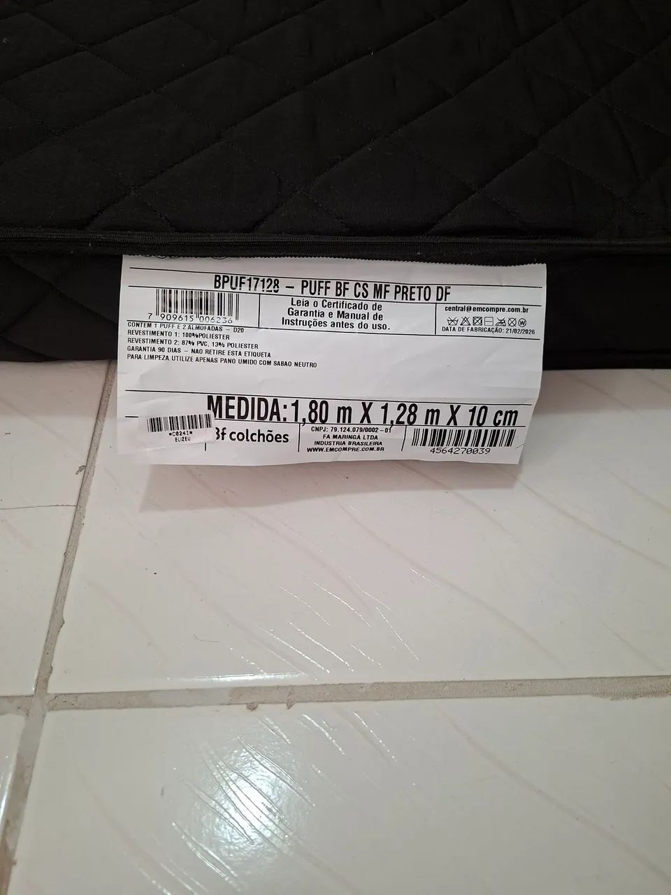 Puff Cama Dobrável 3 em 1 Preto - Foto 3