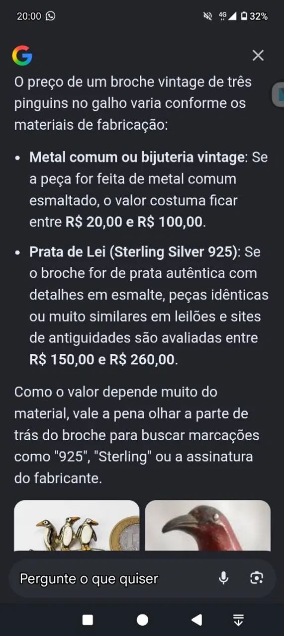 Broche três pinguins ( prata de lei) - Foto 4