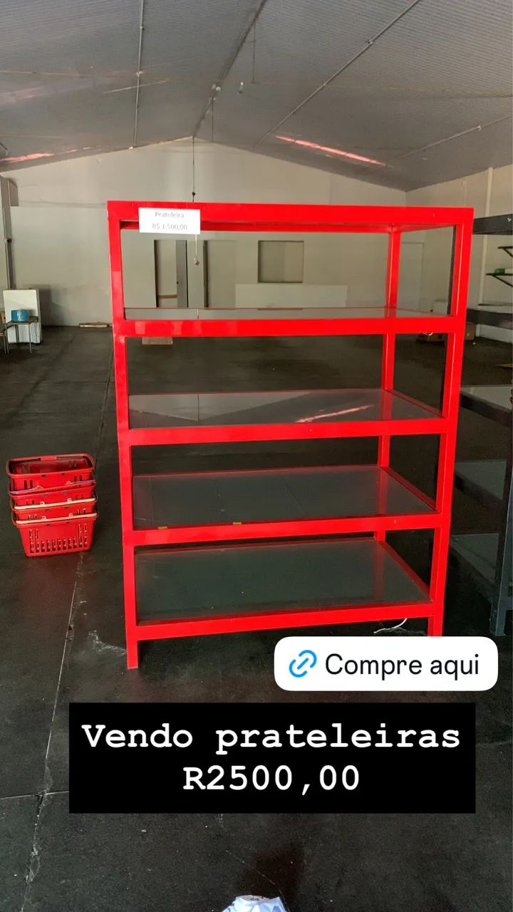 Prateleira Industrial de ferro com vidro Blindex e LED - linda Moderna 