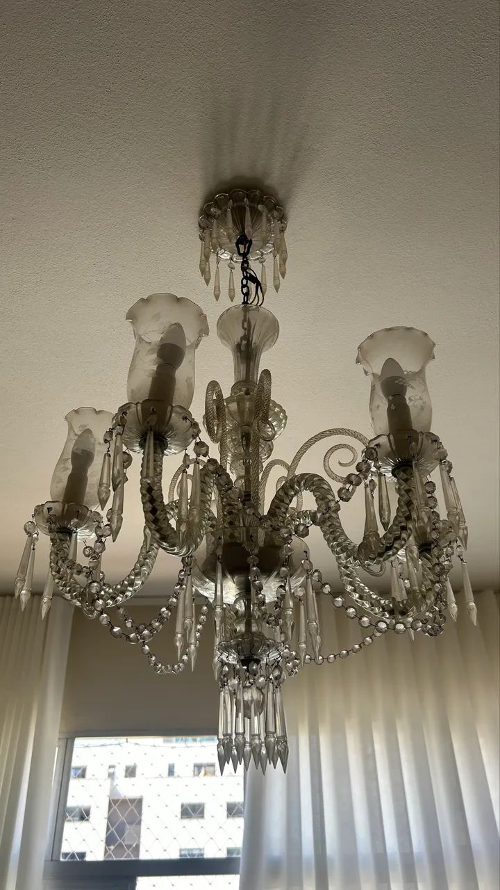 Lustre Clássico de Cristal e Vidro - 5 Braços | Elegância e Sofisticação - Foto 3