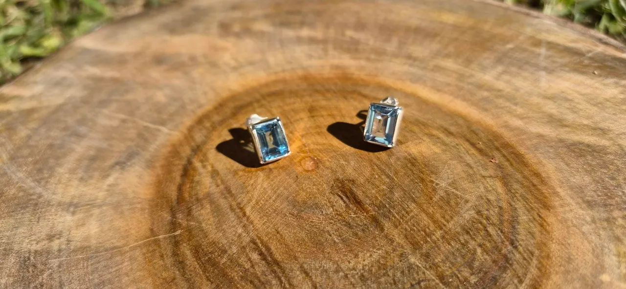 Brinco em prata com Topázio Swiss Blue  - Foto 2