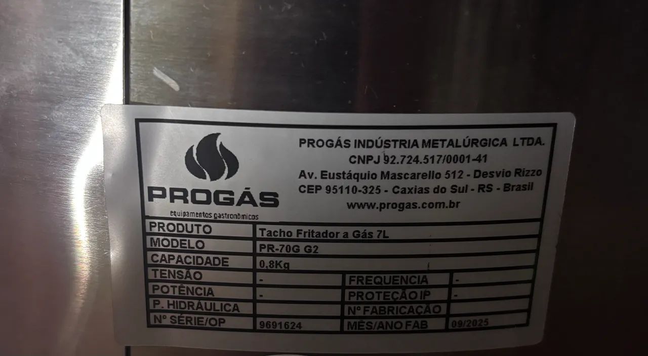 Fritadeira 7 L a gás NOVA 