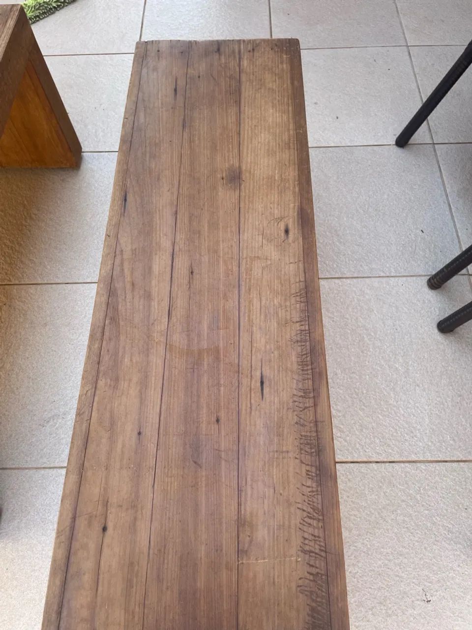  Conjunto de 2 Bancos Rústicos de Madeira - Foto 3