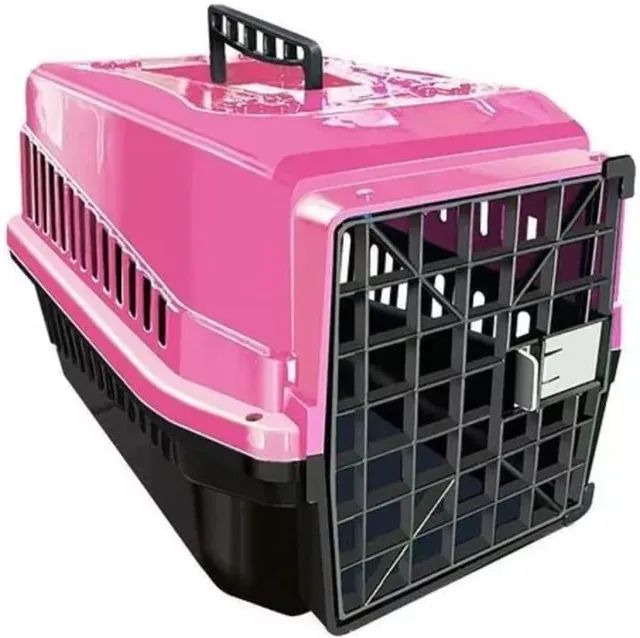 Caixa de Transporte de Pet Média Rosa Tamanho 3