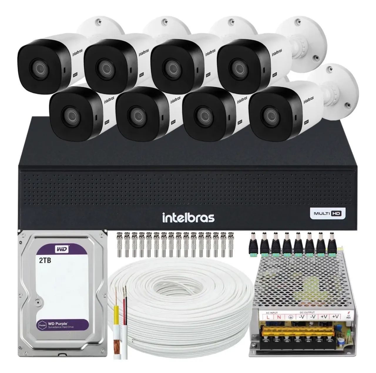 Kit intelbras 8 cameras 1120 full color Dvr 1208-c 8 Canais 