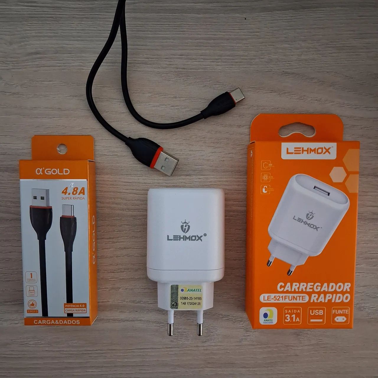 Kit - Cabo USB-C com 1 metro e comprimento + Fonte - Novo - Foto 2