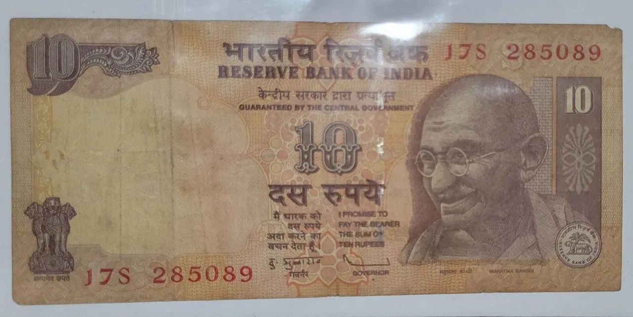 Cédula da Índia com o rosto de Mahatma Gandhi