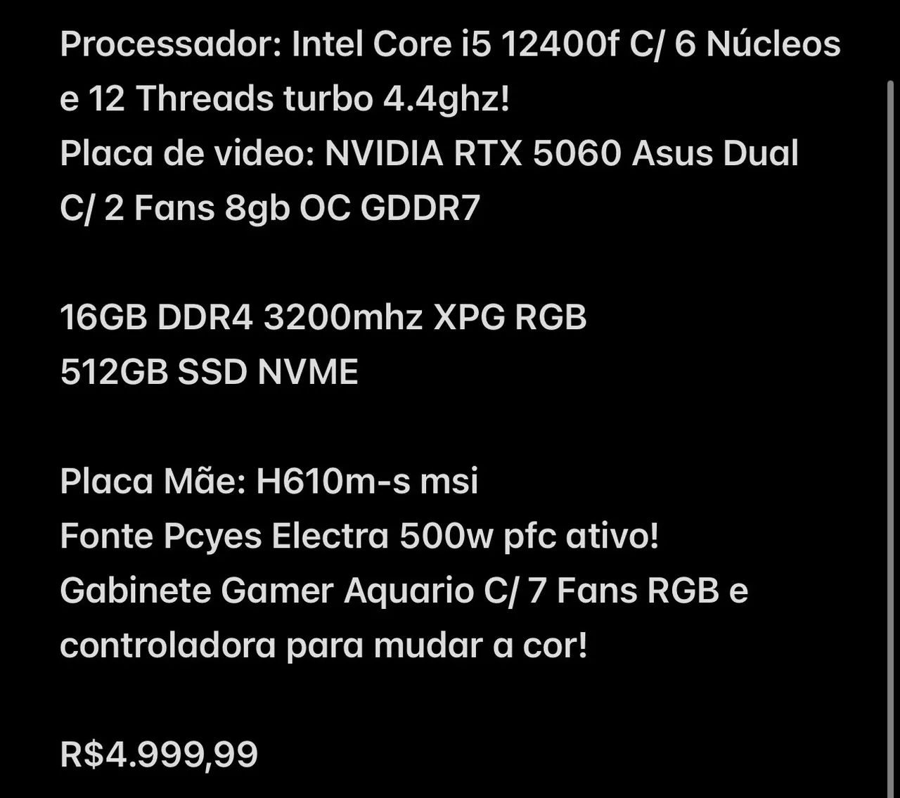 Pc Gamer RTX 5060 - Foto 5