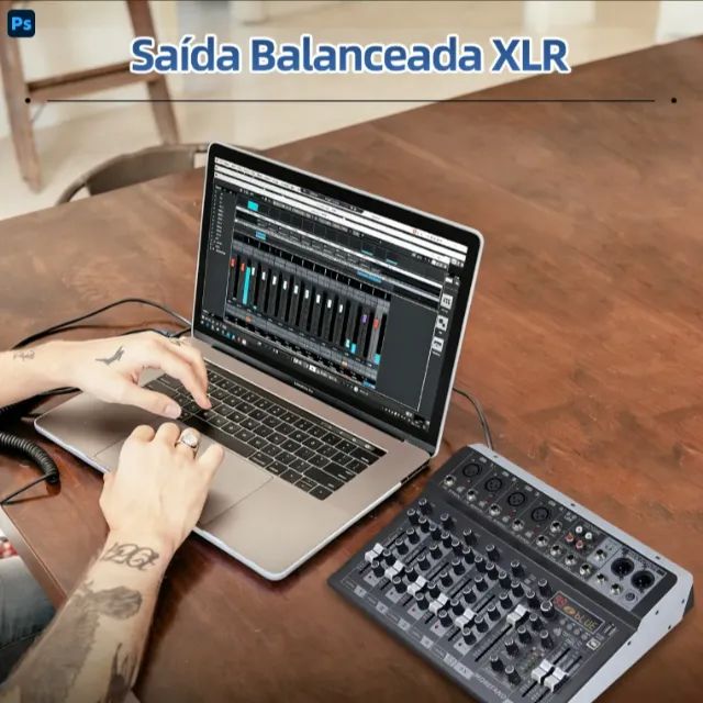Mesa De Som 6 Canais Bluetooth Usb Mp3 Phantom+48v Cs6 - Foto 5