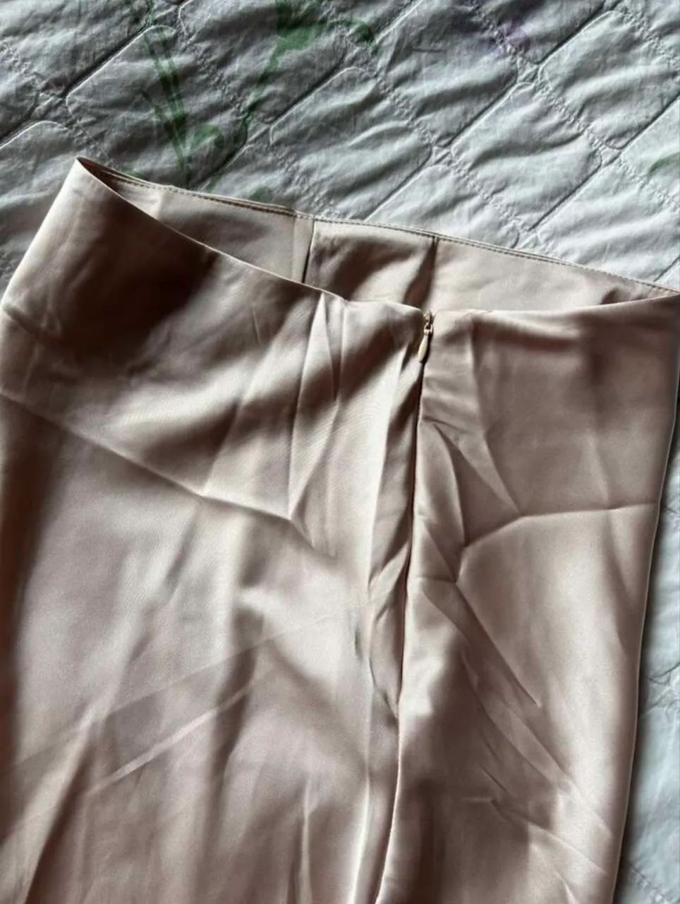 Saia midi bege cetim P - Foto 2