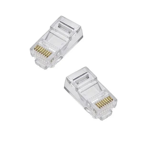 Conector RJ45 Cat5 Cat5e Transparente para Cabo de Rede - Par com 2 Unidades