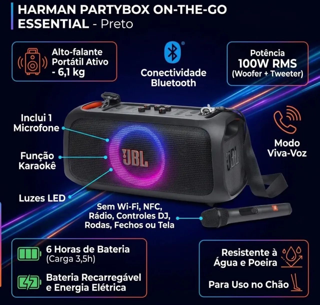 JBL ON-THE-GO ESSENTIAL + MICROFONE - EXCELENTE ESTADO - Foto 4