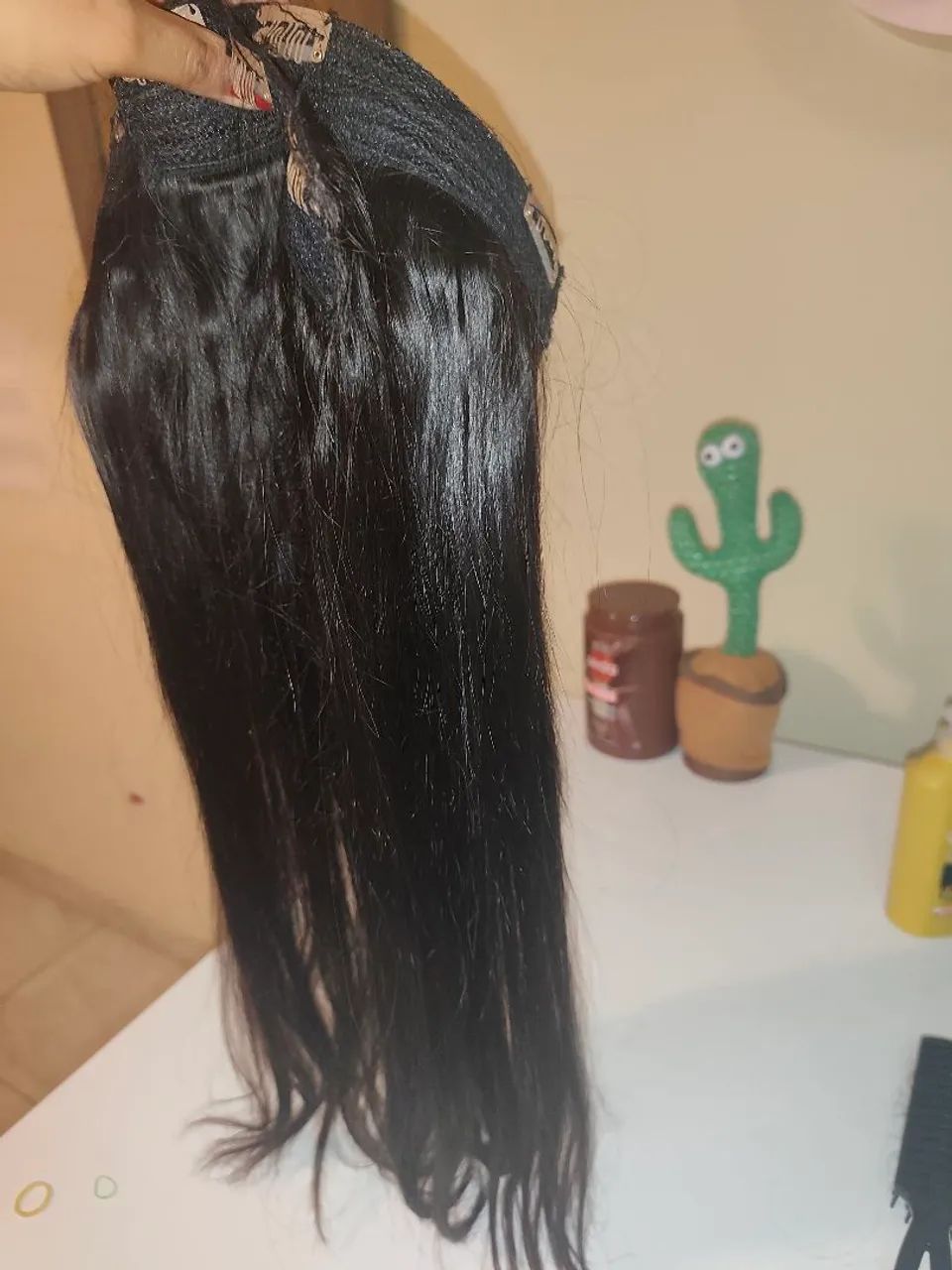 Cabelo humano liso no tic tac 180 g  cor castanho  - Foto 4