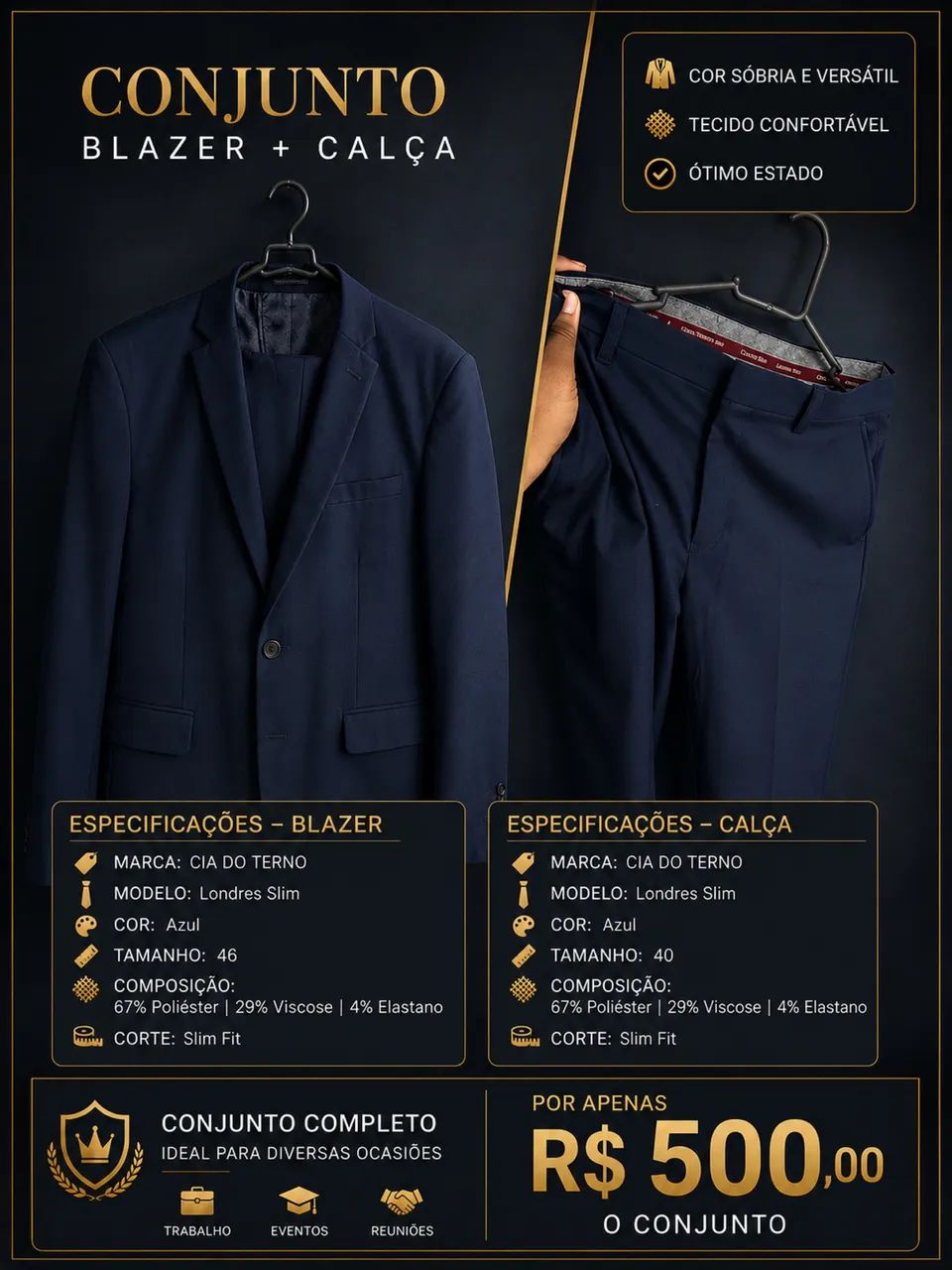 Blaze Conjunto Social Masculino Cia do Terno