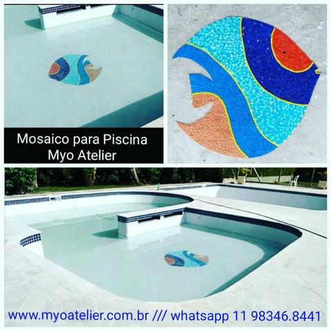 Peixe Mosaico, mosaico artistico, fundo de piscina, piscina, desenho piscina