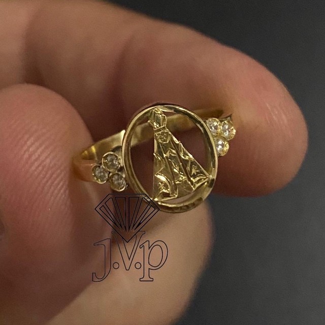 Anel nossa senhora de aparecida ouro18k delicado  - Foto 2