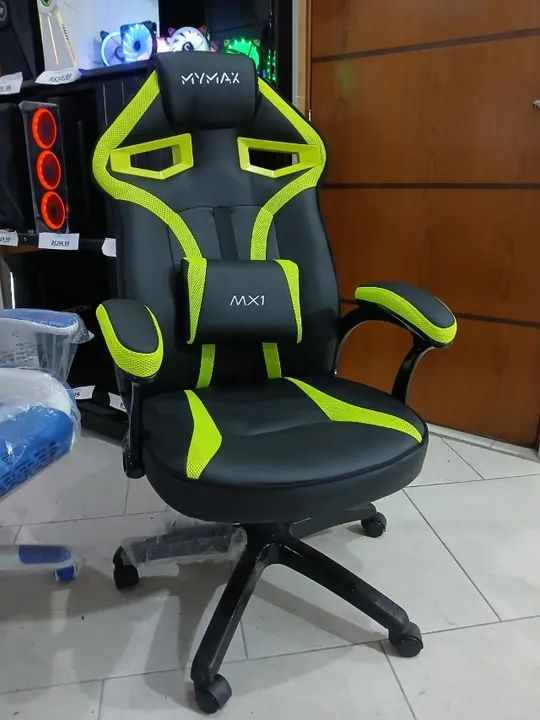 Cadeira verde e preta mx1 para sua casa escritorio ou salas de jogos